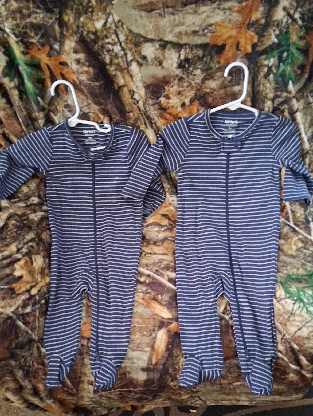 Carter's Navy and White Striped Footed One-Piece (2-Pack Look)